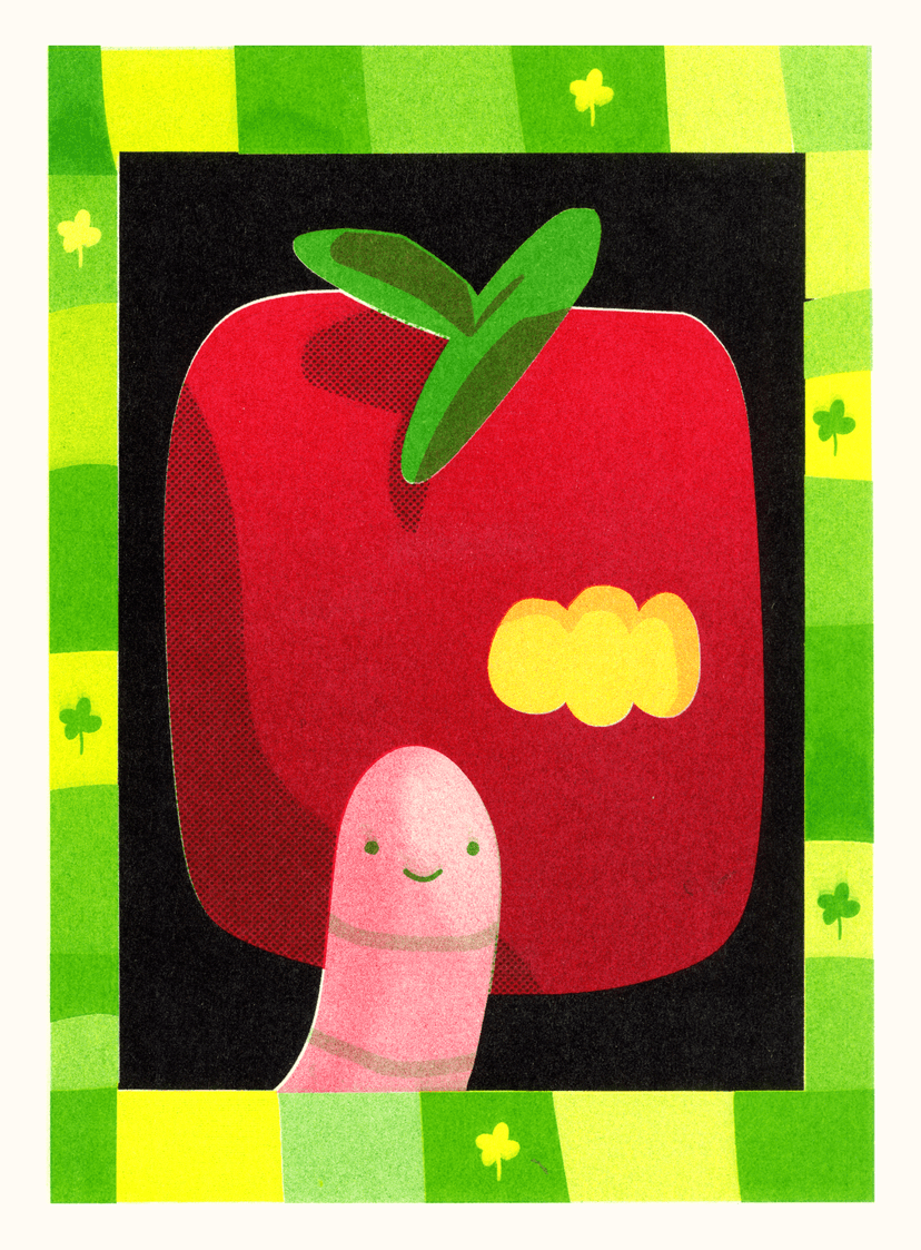 apple worm illustration